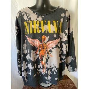 Nirvana In Utero Bleach Dye Sweatshirt Distressed Black XL